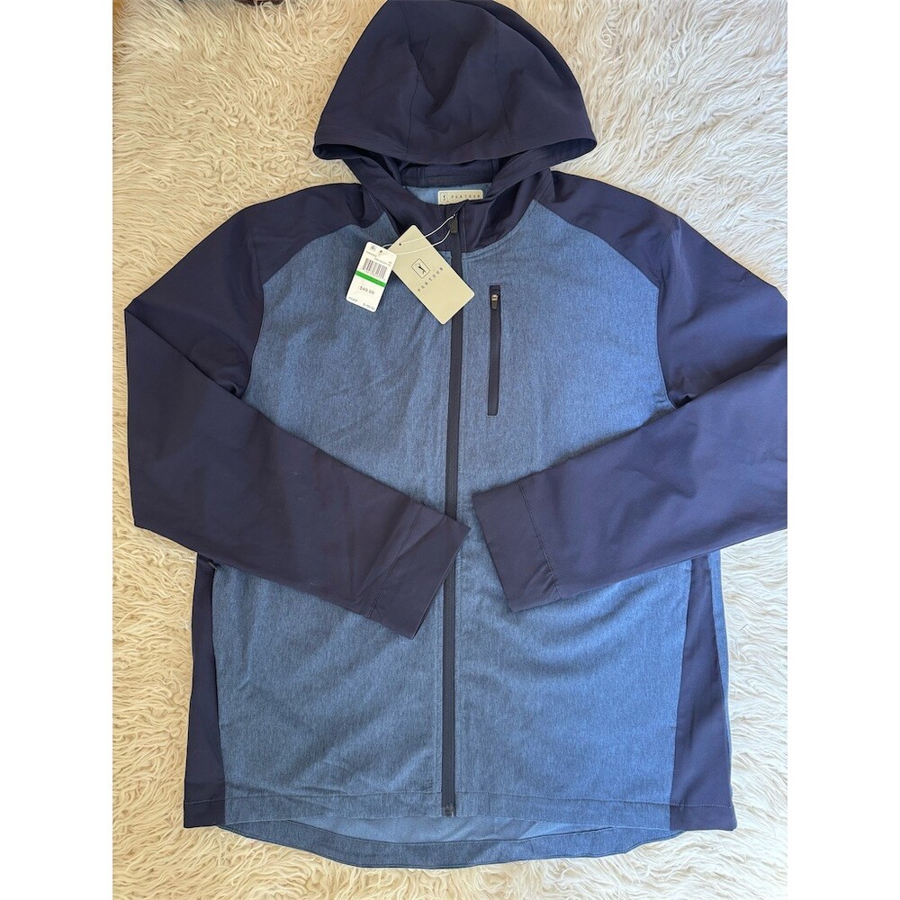 PGA TOUR Jacket Mens XL Blue Colorblock Hooded Full Zip Water Repellent
